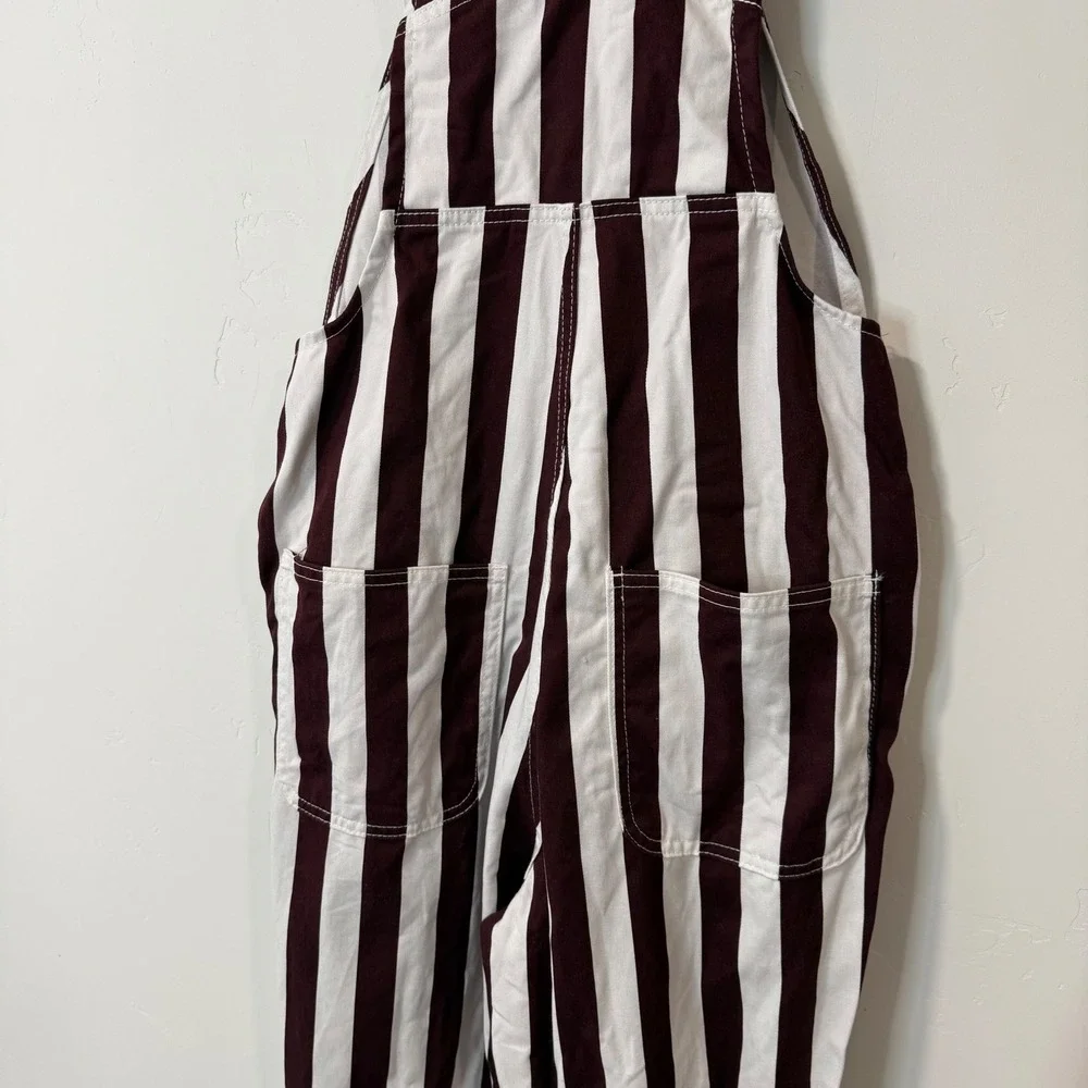 Game Bibs Adult Unisex Overalls XS Maroon White Stripe Fan Gear Tailgate College